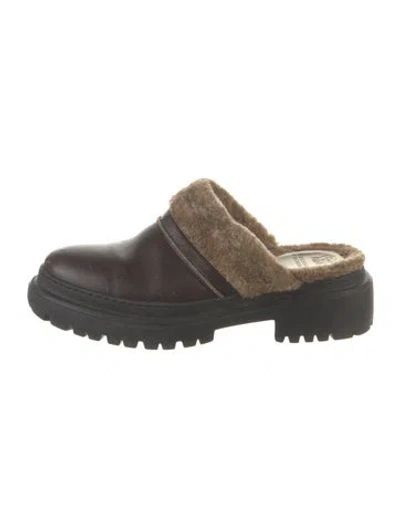 Pre-owned Brunello Cucinelli Monili Leather Mules In Brown