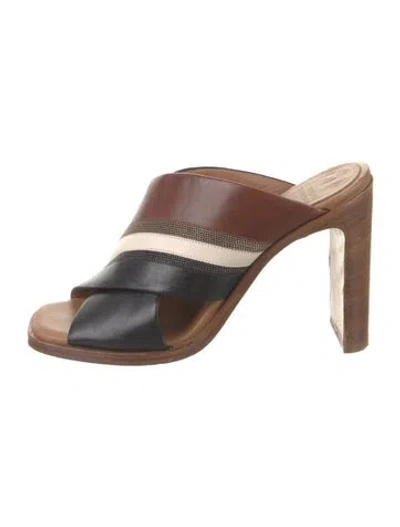 Pre-owned Brunello Cucinelli Monili Leather Mules In Brown