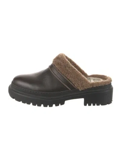 Pre-owned Brunello Cucinelli Monili Leather Mules In Brown