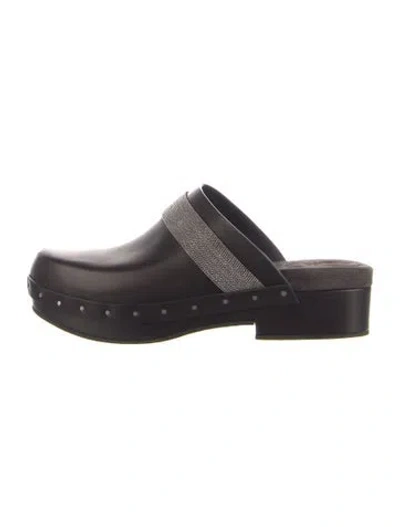 Pre-owned Brunello Cucinelli Monili Leather Mules In Brown