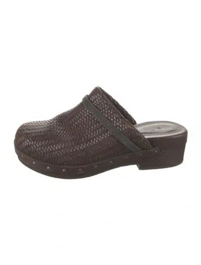 Pre-owned Brunello Cucinelli Monili Leather Mules In Brown
