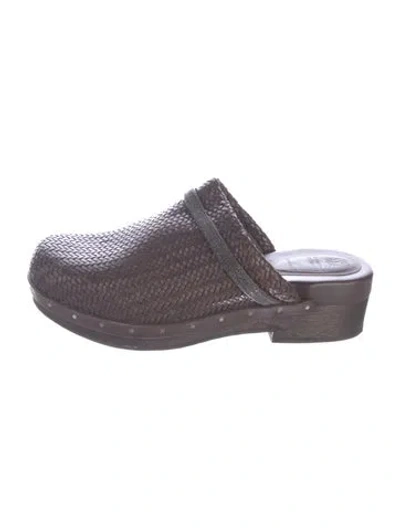 Pre-owned Brunello Cucinelli Monili Leather Mules In Brown