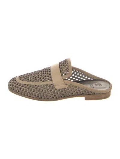 Pre-owned Brunello Cucinelli Monili Leather Mules In Metallic/neutrals