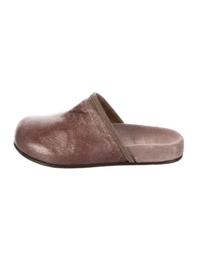 Pre-owned Brunello Cucinelli Monili Leather Mules In Neutral