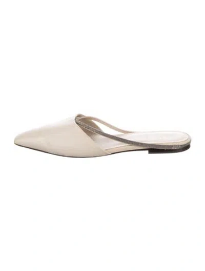 Pre-owned Brunello Cucinelli Monili Leather Mules In Neutrals