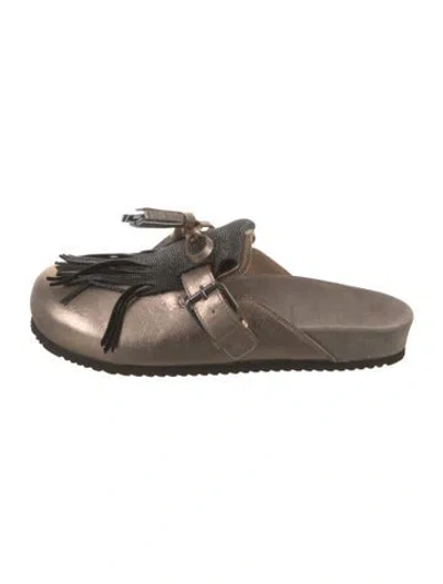 Pre-owned Brunello Cucinelli Monili Leather Mules W/ Tags