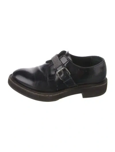 Pre-owned Brunello Cucinelli Monili Leather Oxfords In Black