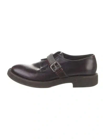 Pre-owned Brunello Cucinelli Monili Leather Oxfords In Burgundy