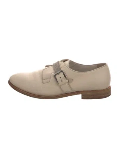 Pre-owned Brunello Cucinelli Monili Leather Oxfords In White