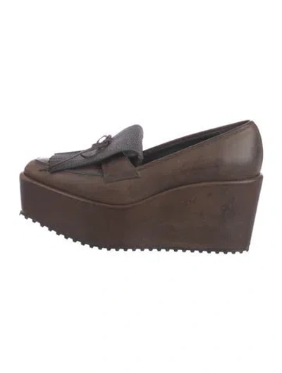 Pre-owned Brunello Cucinelli Monili Leather Pumps In Brown