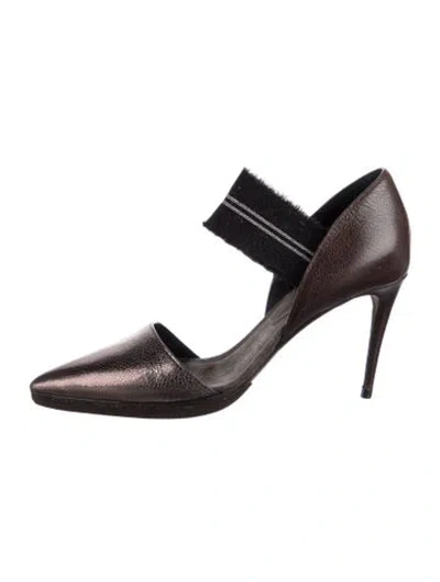 Pre-owned Brunello Cucinelli Monili Leather Pumps In Brown