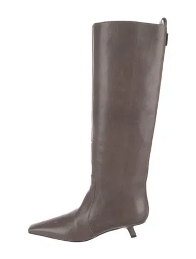 Pre-owned Brunello Cucinelli Monili Leather Riding Boots In Brown