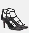 Brunello Cucinelli Sparkling Jewel Leather Stiletto Sandals In Black