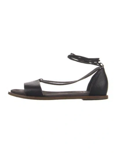 Pre-owned Brunello Cucinelli Monili Leather Sandals In Black