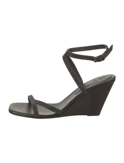 Pre-owned Brunello Cucinelli Monili Leather Sandals In Black