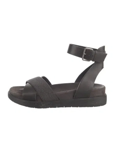 Pre-owned Brunello Cucinelli Monili Leather Sandals In Black