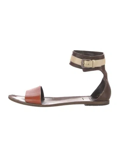 Pre-owned Brunello Cucinelli Monili Leather Sandals In Brown