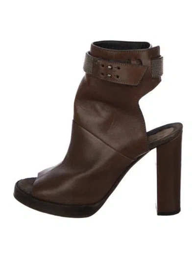 Pre-owned Brunello Cucinelli Monili Leather Sandals In Brown
