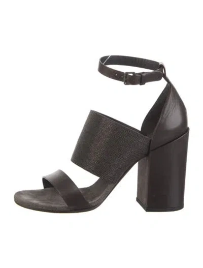 Pre-owned Brunello Cucinelli Monili Leather Sandals In Brown