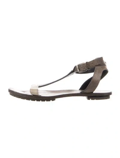 Pre-owned Brunello Cucinelli Monili Leather Sandals In Brown