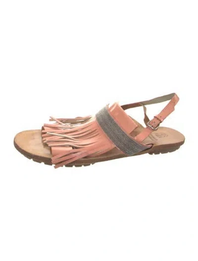 Pre-owned Brunello Cucinelli Monili Leather Sandals In Brown