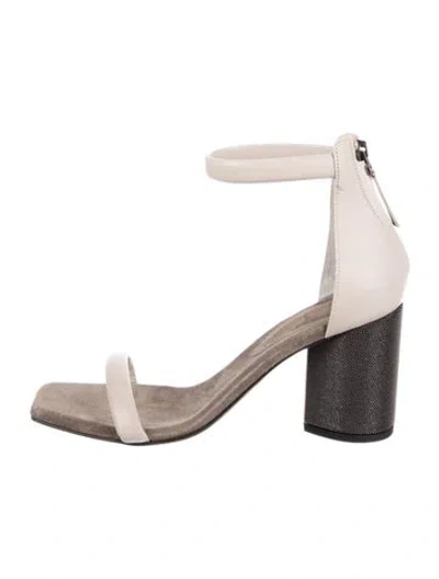 Pre-owned Brunello Cucinelli Monili Leather Sandals In Neutral
