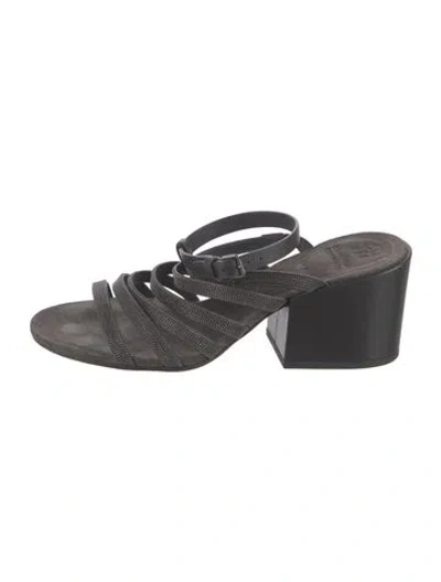 Pre-owned Brunello Cucinelli Monili Leather Sandals In Silver
