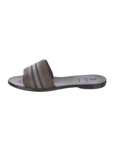 Pre-owned Brunello Cucinelli Monili Leather Slides