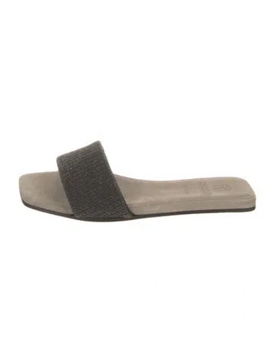 Pre-owned Brunello Cucinelli Monili Leather Slides