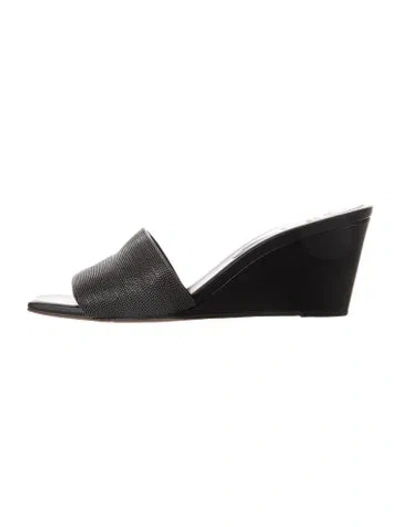 Pre-owned Brunello Cucinelli Monili Leather Slides In Black