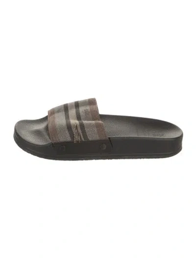 Pre-owned Brunello Cucinelli Monili Leather Slides In Black