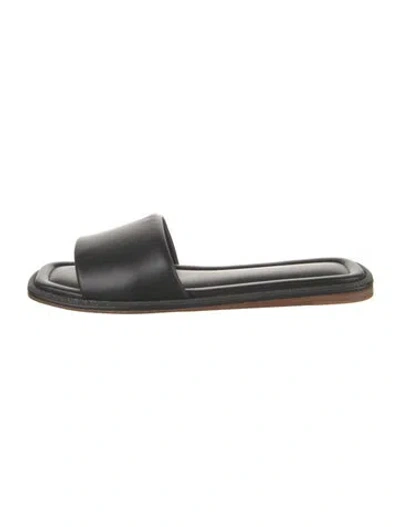 Pre-owned Brunello Cucinelli Monili Leather Slides In Black