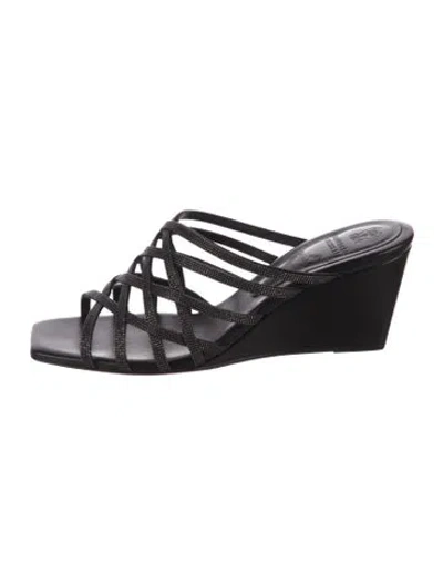 Pre-owned Brunello Cucinelli Monili Leather Slides In Black