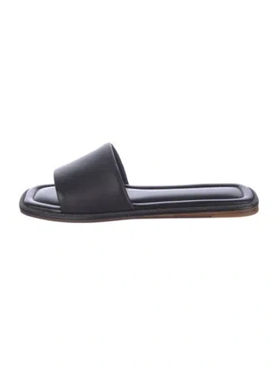 Pre-owned Brunello Cucinelli Monili Leather Slides In Black