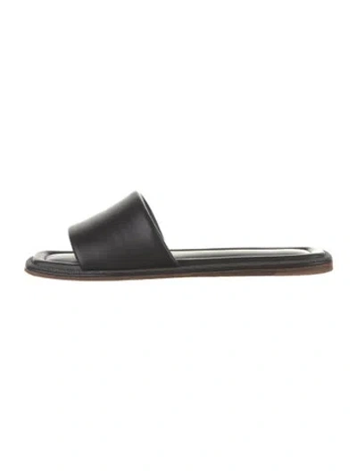 Pre-owned Brunello Cucinelli Monili Leather Slides In Black