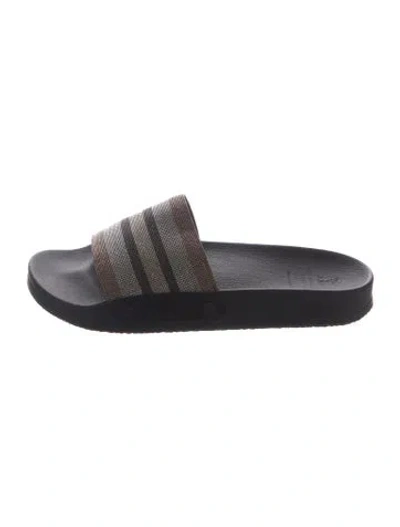 Pre-owned Brunello Cucinelli Monili Leather Slides In Black