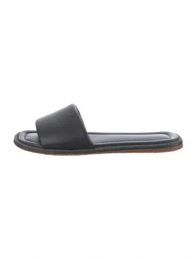 Pre-owned Brunello Cucinelli Monili Leather Slides In Black