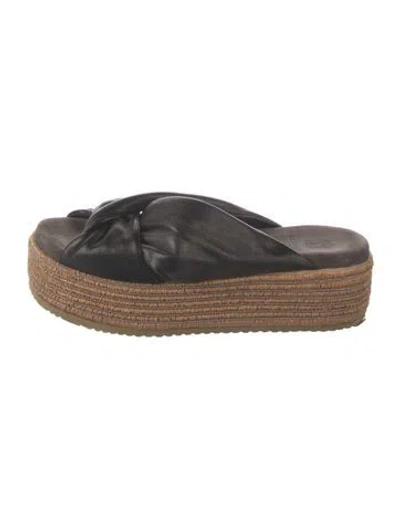 Pre-owned Brunello Cucinelli Monili Leather Slides In Black