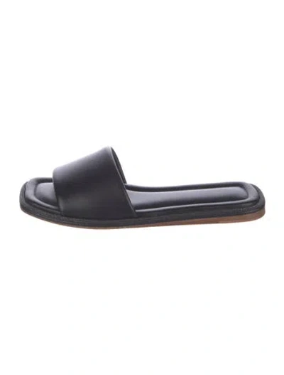 Pre-owned Brunello Cucinelli Monili Leather Slides In Blue