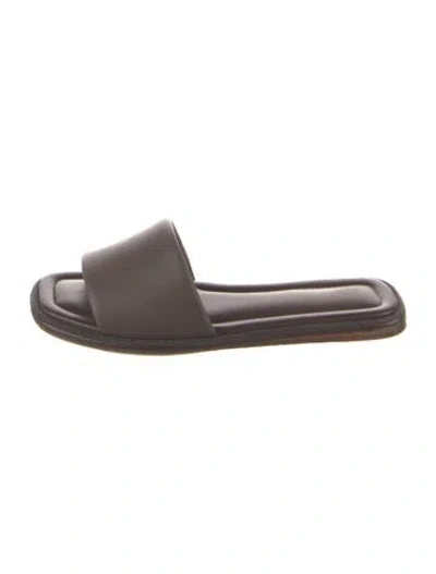 Pre-owned Brunello Cucinelli Monili Leather Slides In Brown
