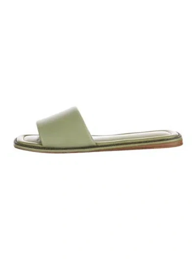Pre-owned Brunello Cucinelli Monili Leather Slides In Green