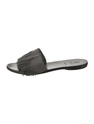 Pre-owned Brunello Cucinelli Monili Leather Slides In Multi