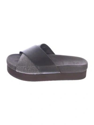 Pre-owned Brunello Cucinelli Monili Leather Slides In Multi