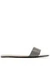 Brunello Cucinelli Monili Leather Slides In Silver