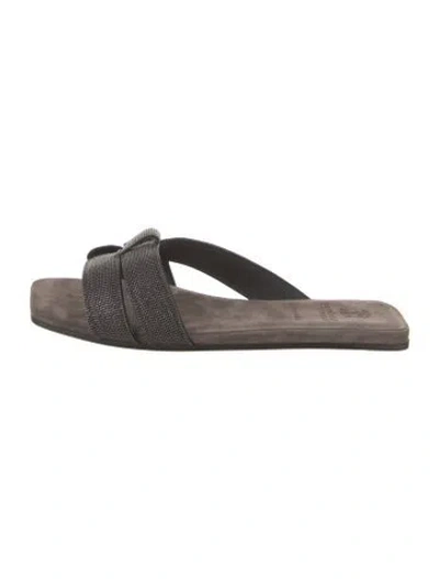 Pre-owned Brunello Cucinelli Monili Leather Slides W/ Tags In Multi