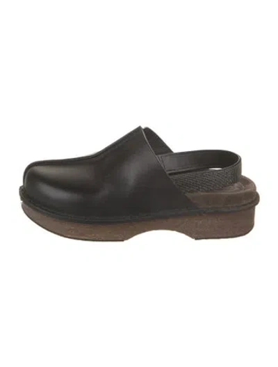 Pre-owned Brunello Cucinelli Monili Leather Slingback Flats In Brown