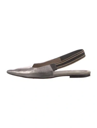 Pre-owned Brunello Cucinelli Monili Leather Slingback Flats In Multi