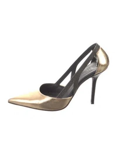 Pre-owned Brunello Cucinelli Monili Leather Slingback Pumps