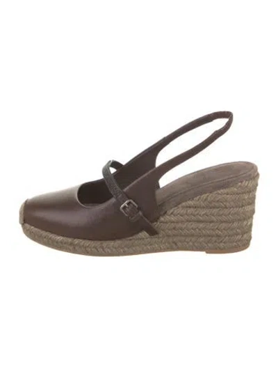 Pre-owned Brunello Cucinelli Monili Leather Slingback Pumps W/ Tags In Brown