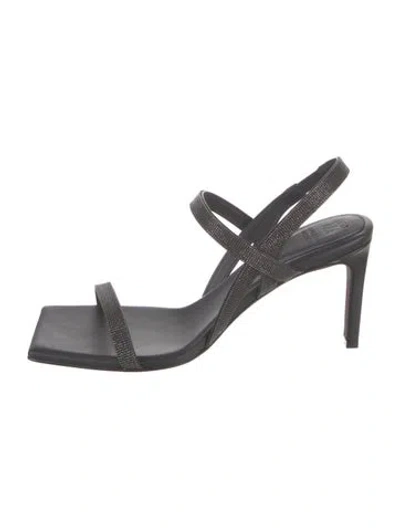 Pre-owned Brunello Cucinelli Monili Leather Slingback Sandals In Black